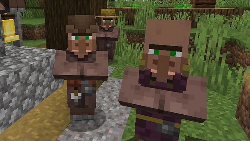 An image of several villagers in-game. (Image via Minecraft)