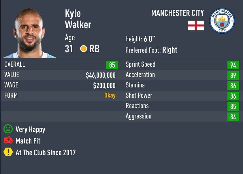 Kyle Walker can be converted into a center-back in Development Plans in squad hub (Image via Sportskeeda)