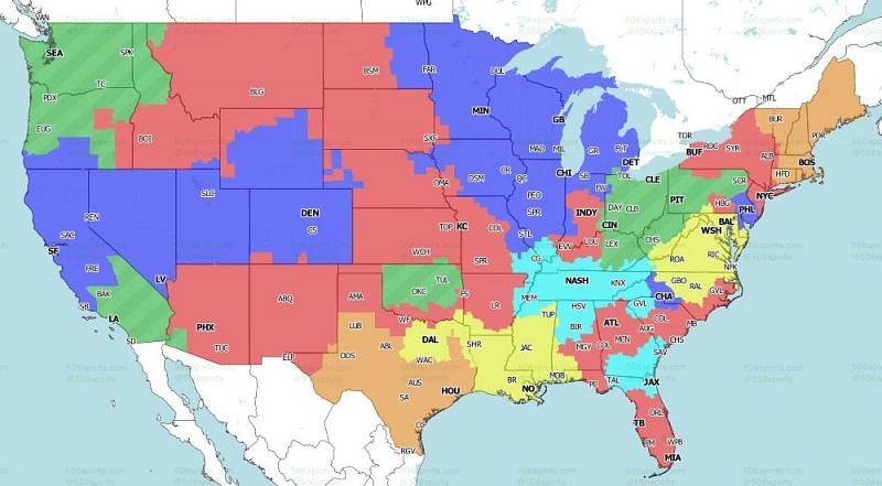 CBS Coverage Map for the games of week 5