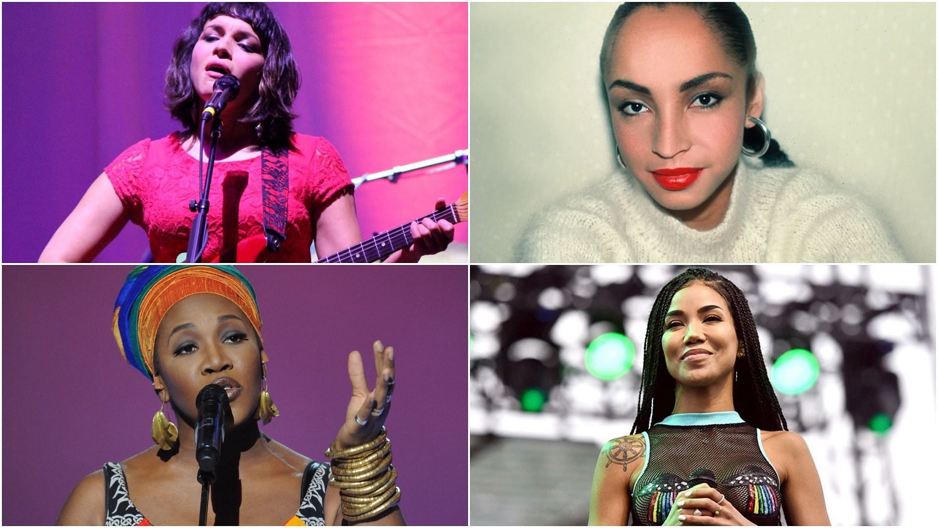 Top Left- Norah Jones, Bottom Left- India Arie, Top Right- Sade, Bottom Right- Jhene Aiko (Images via Getty/ ShutterStock)