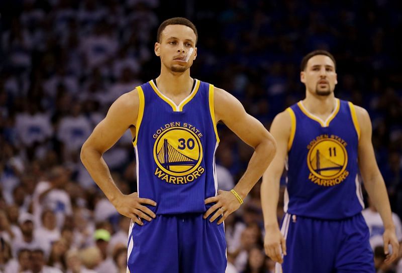 Stephen Curry and Klay Thompson of the Golden State Warriors in the 2016 NBA playoffs