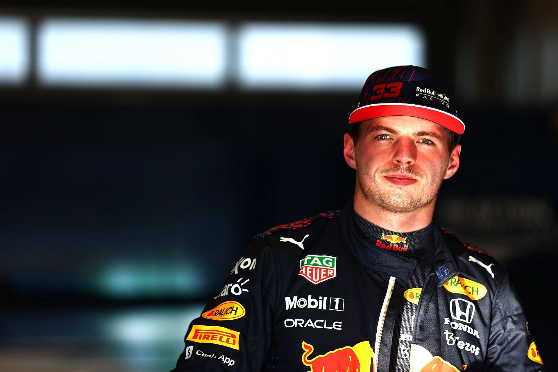 Pole position qualifier Max Verstappen of Red Bull Racing looks on in parc ferme during qualifying ahead of the 2021 USGP in Austin, Texas. (Photo by Mark Thompson/Getty Images)
