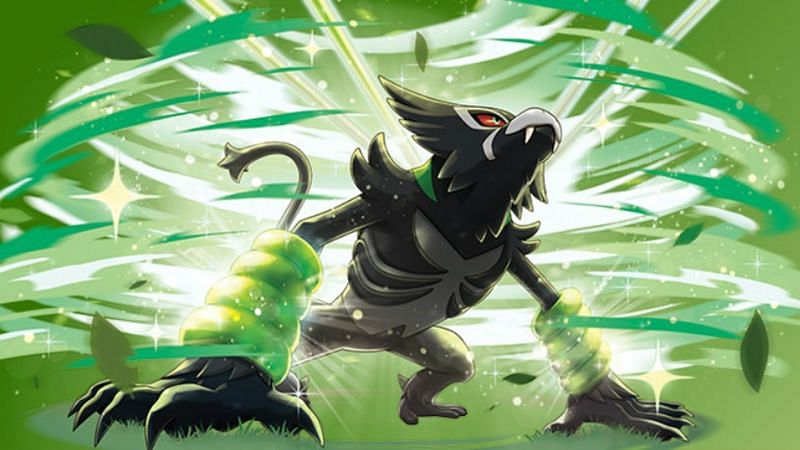 Zarude&#039;s Official Artwork displaying it using its signature move, Jungle Healing (Image via The Pokemon Company)