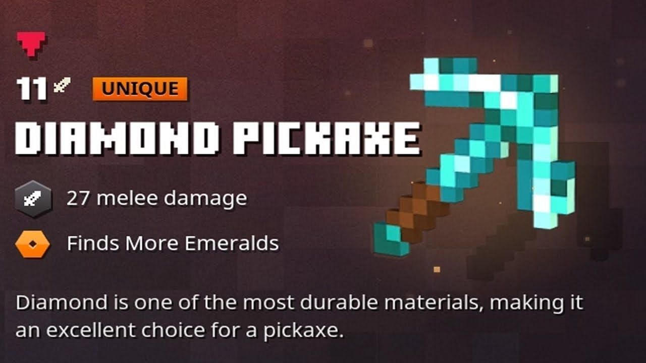 The diamond pickaxe made it from the original to Minecraft Dungeons (Image via Mojang)