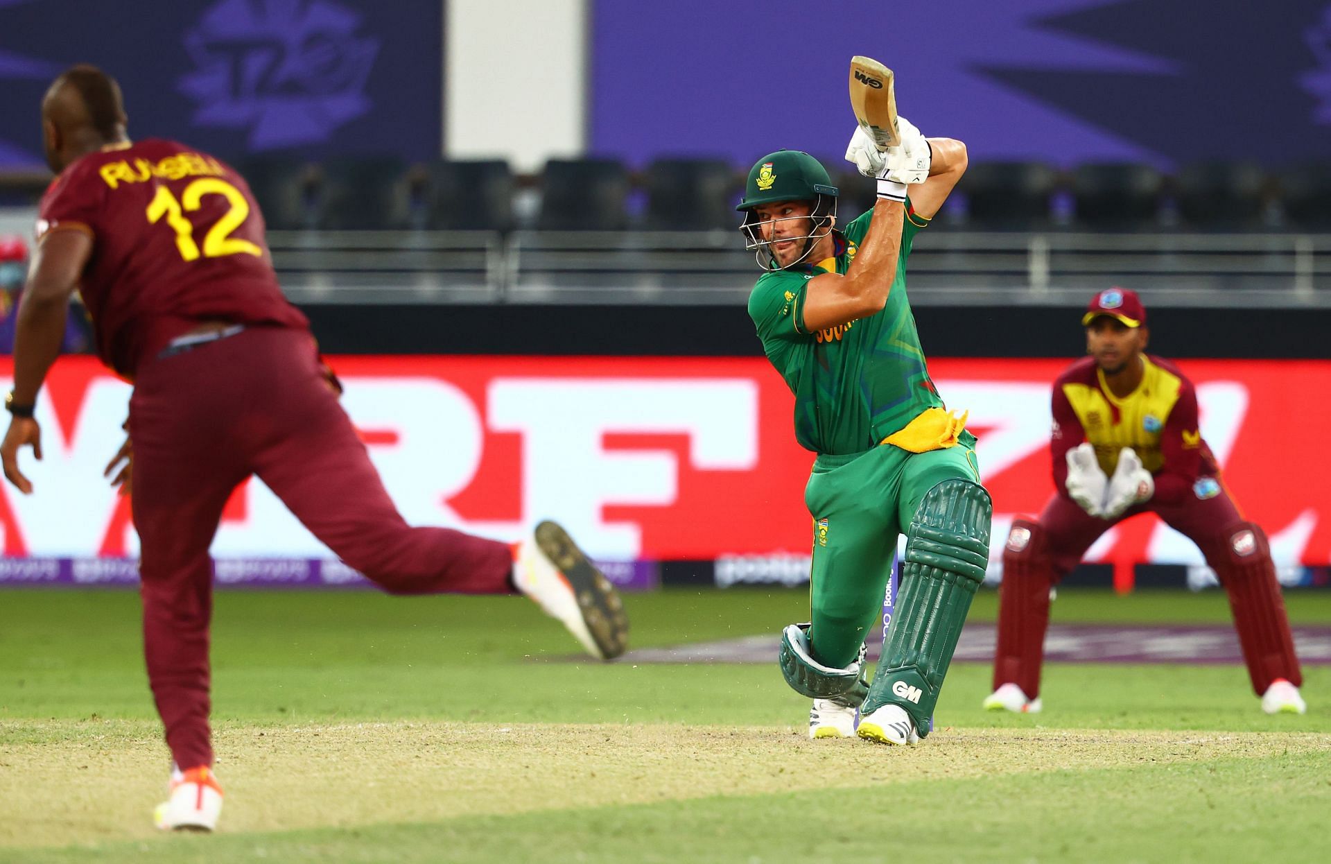 Aiden Markram of South Africa plays a shot during the T20 World Cup match against West Indies. Pic: Getty Images