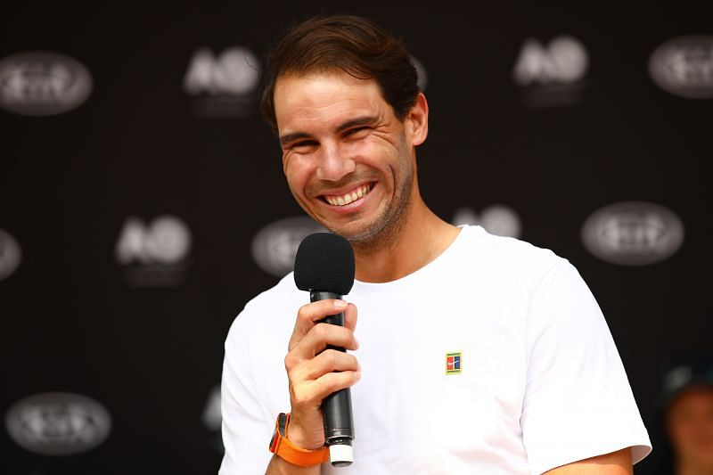 Rafael Nadal speaking at a ceremony ahead of the 2020 Australian Open