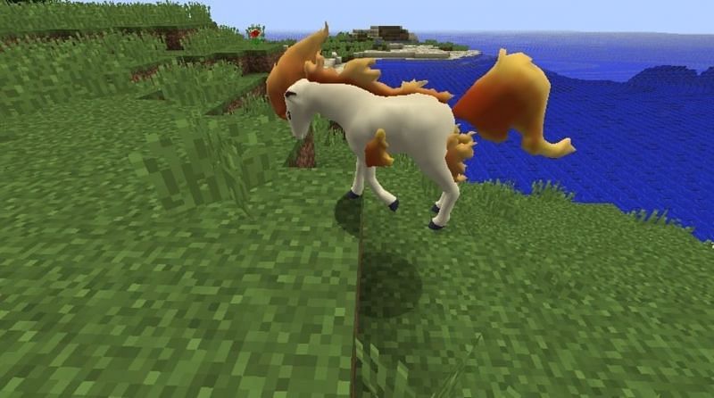 Pokemon such as this Rapidash are found in plains biomes but can also be evolved if preferred (Image via Mojang/Nintendo)