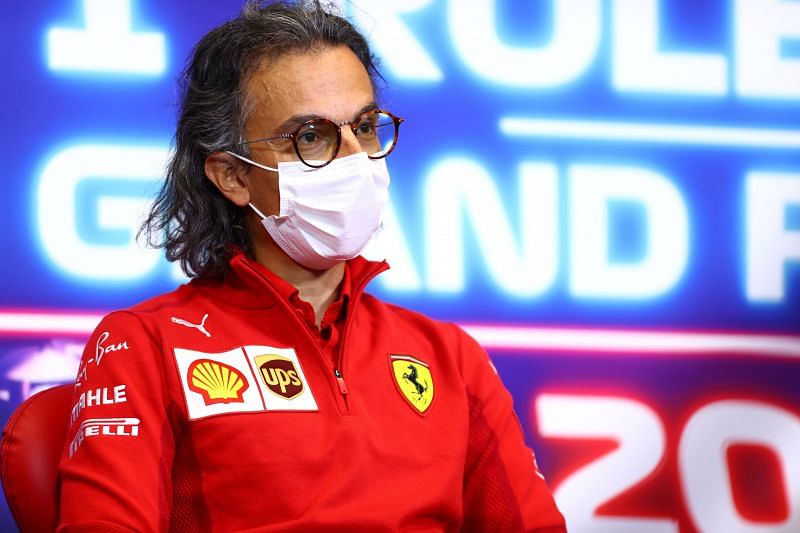 Ferrari&#039;s Racing Director Laurent Mekies during Friday&#039;s press conference during practice ahead of the F1 Grand Prix of Turkey. (Photo by Dan Istitene/Getty Images)