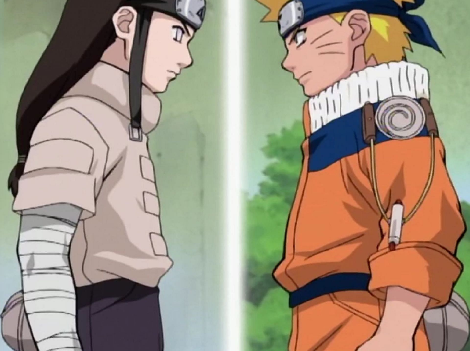 Naruto vs. Neji during the final stage of the Chunin Exams, as seen during the anime&rsquo;s Konoha Crush arc. (Image via Studio Pierrot)