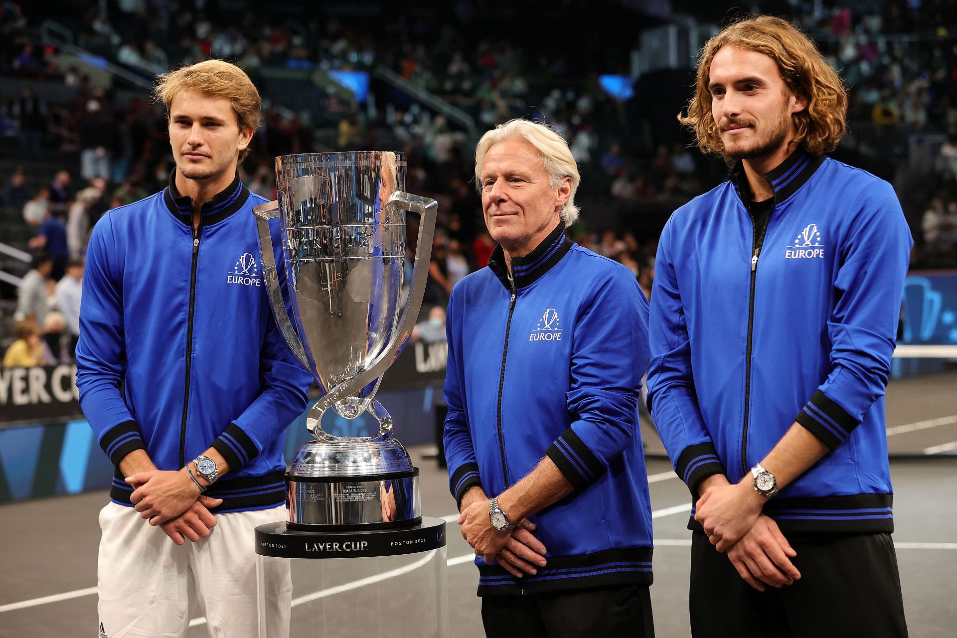 Both Alexander Zverev (L) &amp; Stefanos Tsitsipas (R) were a part of the victorious Team Europe at the Laver Cup 2021