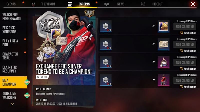 The tokens can be used by players to claim various prizes in the game (Image via Free Fire)