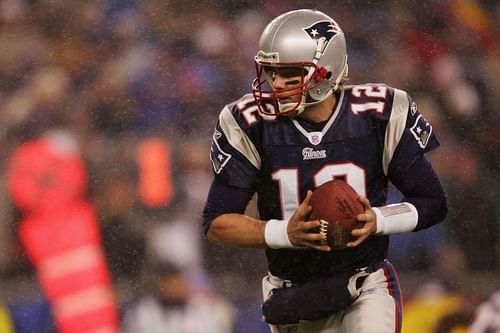 Tom Brady playing for the New England Patriots in 2005