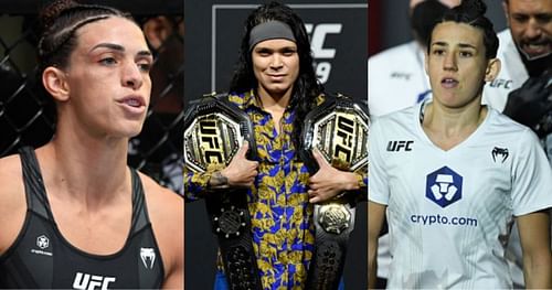 Mackenzie Dern (left); Amanda Nunes (center); Marina Rodriguez (right)