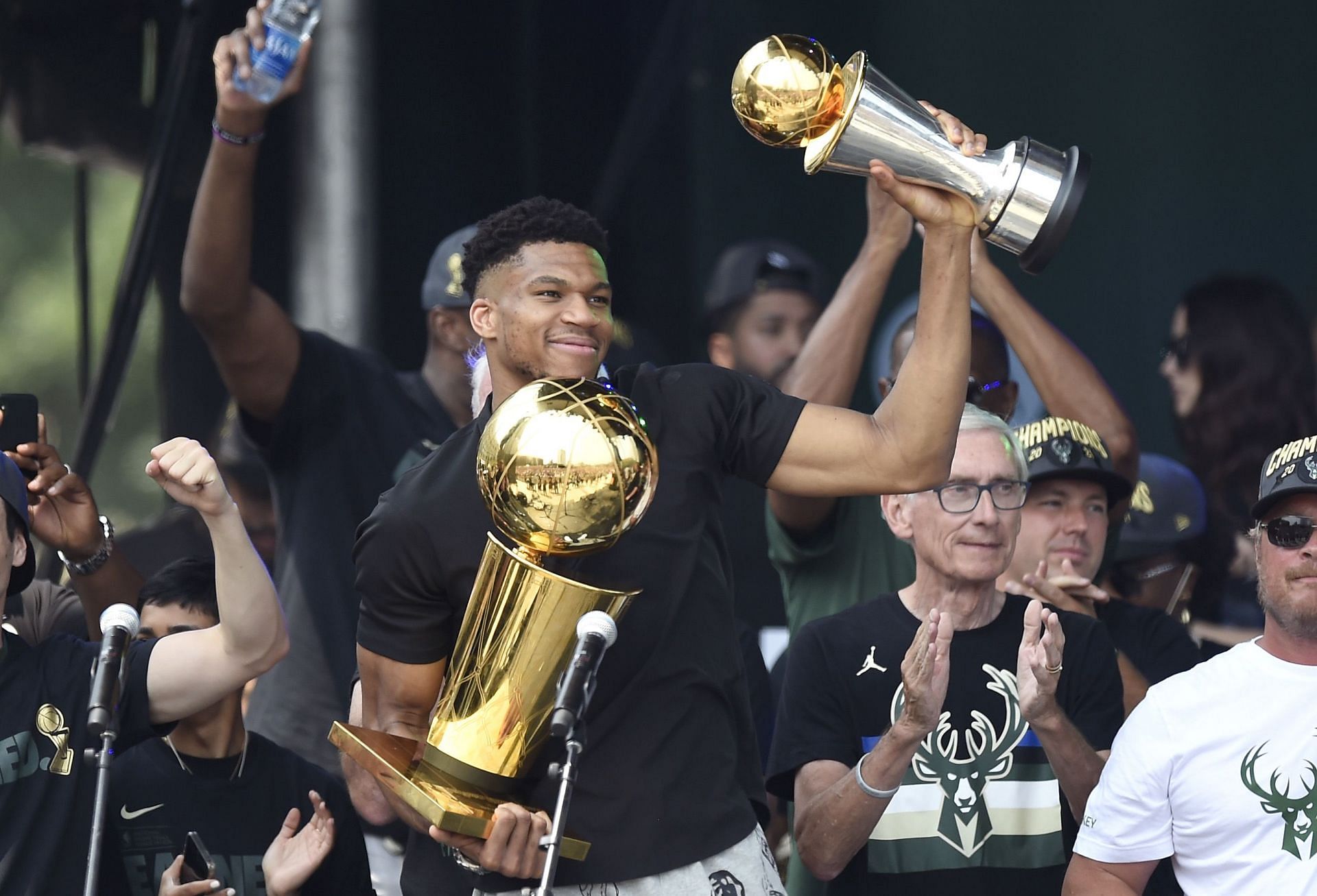 Giannis Antetokounmpo will receive his NBA Finals ring on opening night on Tuesday