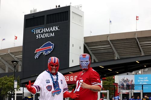 Buffalo Bills fans outside Highmark Stadium