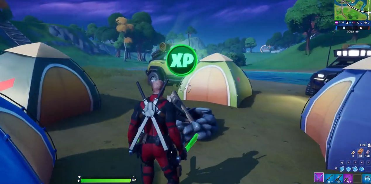 A green XP coin was worth 5,000 XP when found. Image via Epic Games