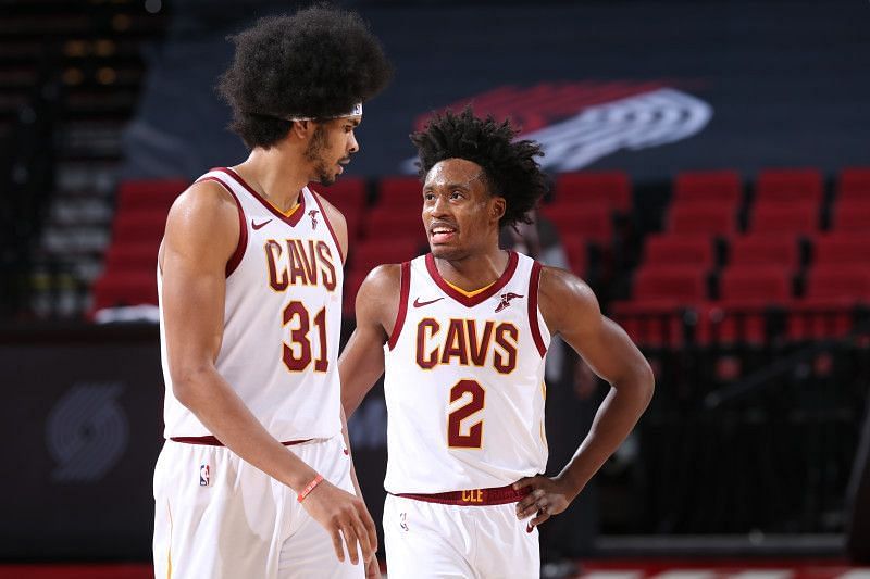 Collin Sexton (right) and Jarrett Allen of the Cleveland Cavaliers