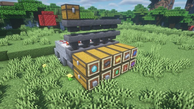 An item sorter in the game (Image via Minecraft)