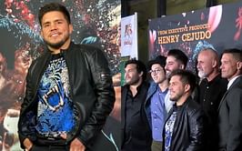 Watch: Henry Cejudo poses with cast of combat sports movie 'In Full Bloom' at US premiere