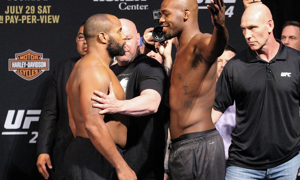 Daniel Cormier and Jon Jones facing-off against one another