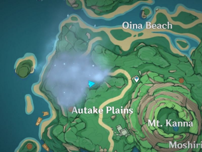 The second feather&#039;s location on the map (Image via Genshin Impact)