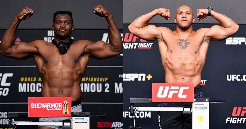 UFC heavyweight champion Francis Ngannou (left) and interim titleholder Ciryl Gane (right)