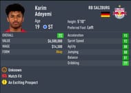 Rated 72 in career mode, Adeyemi has a 71-rated base card in FUT(Image via Sportskeeda)