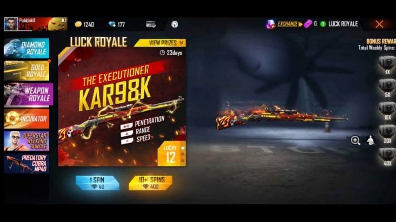 The Executioner Kar98K skin in Free Fire (Image via Garena)