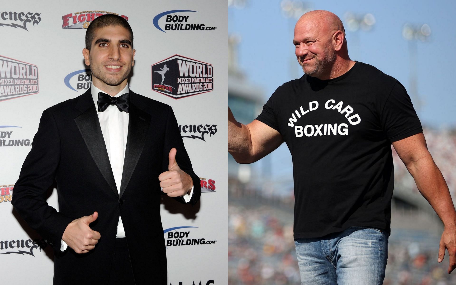 Ariel Helwani (left) &amp; Dana White (right)