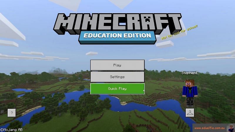 In the bottom-right of the main menu, a hangar icon notes the skin change menu (Image via Mojang).