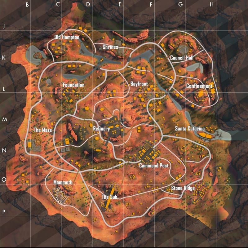 Free Fire&#039;s Kalahari map (Image via Garena)