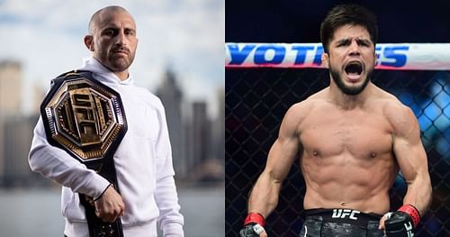 UFC featherweight champion Alexander Volkanovski (left) and former flyweight and bantamweight titleholder Henry Cejudo (right)