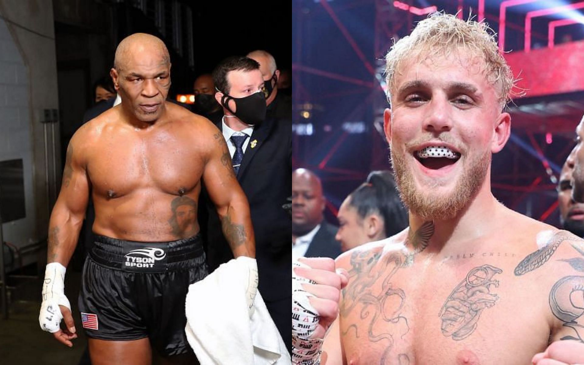 Mike Tyson (left) and Jake Paul (right)