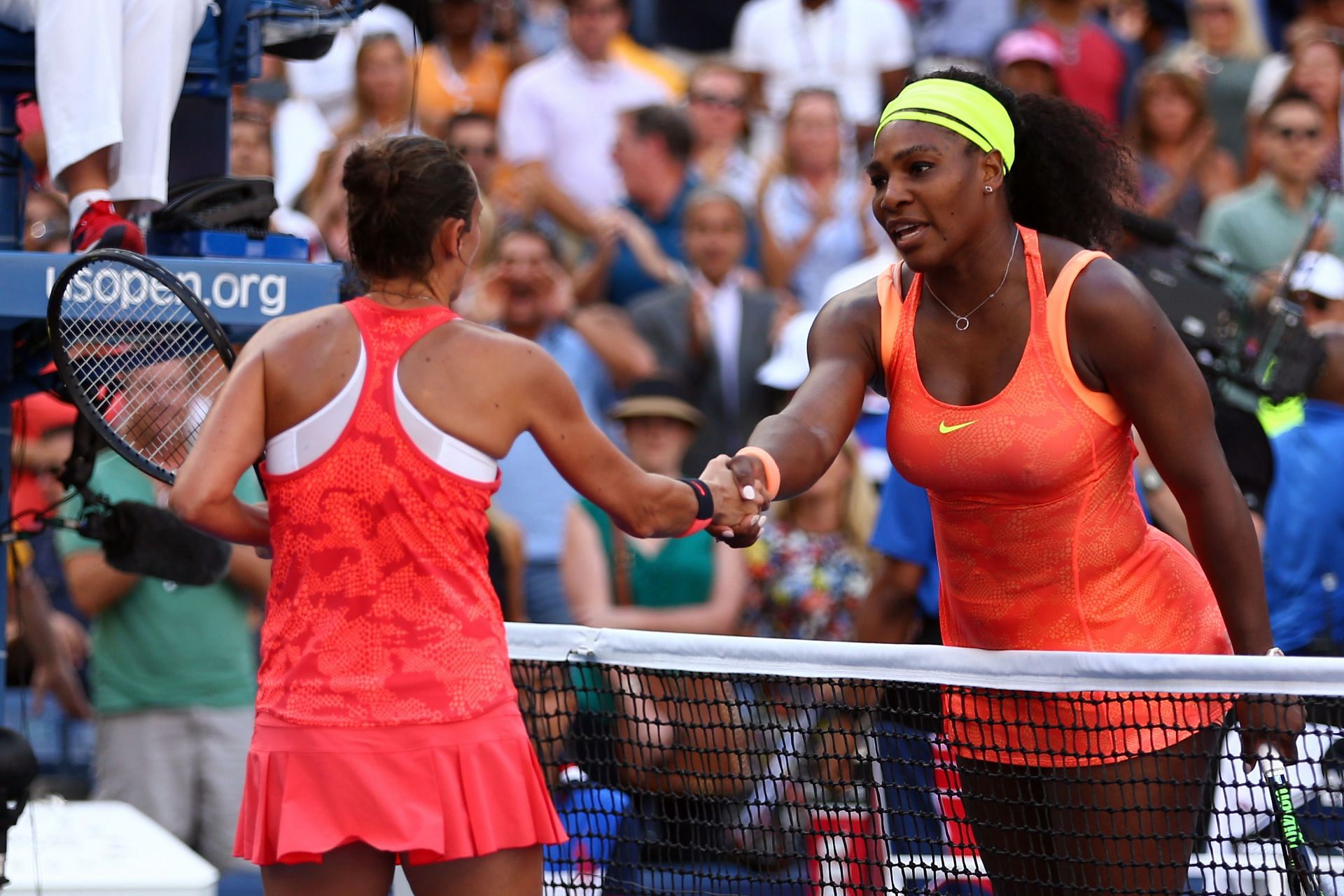 Roberta Vinci and Serena Williams at the 2015 US Open