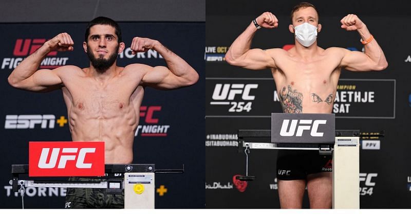 UFC stars Islam Makhachev (left) and Justin Gaethje (right)