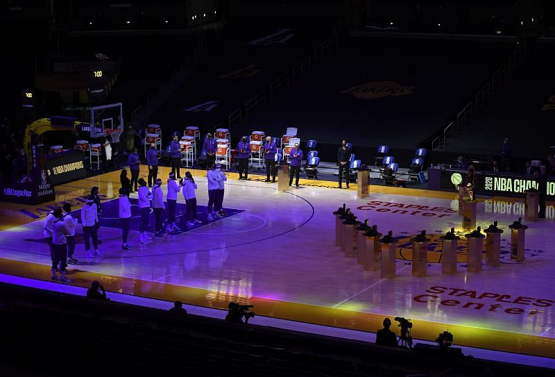 The Los Angeles Lakers and the Los Angeles Clippers in last season&#039;s opening game.