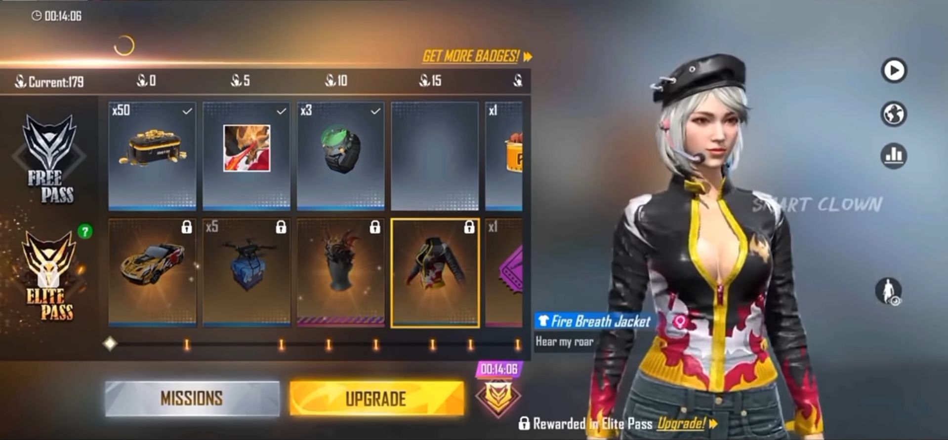 Fire Breath Jacket at 15 badges (Image via ONE FOR ALL GAMING / YouTube)