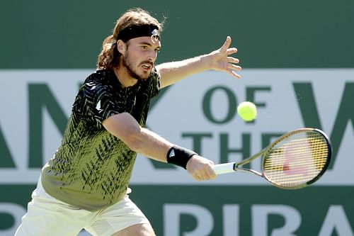 Stefanos Tsitsipas in action at the BNP Paribas Open