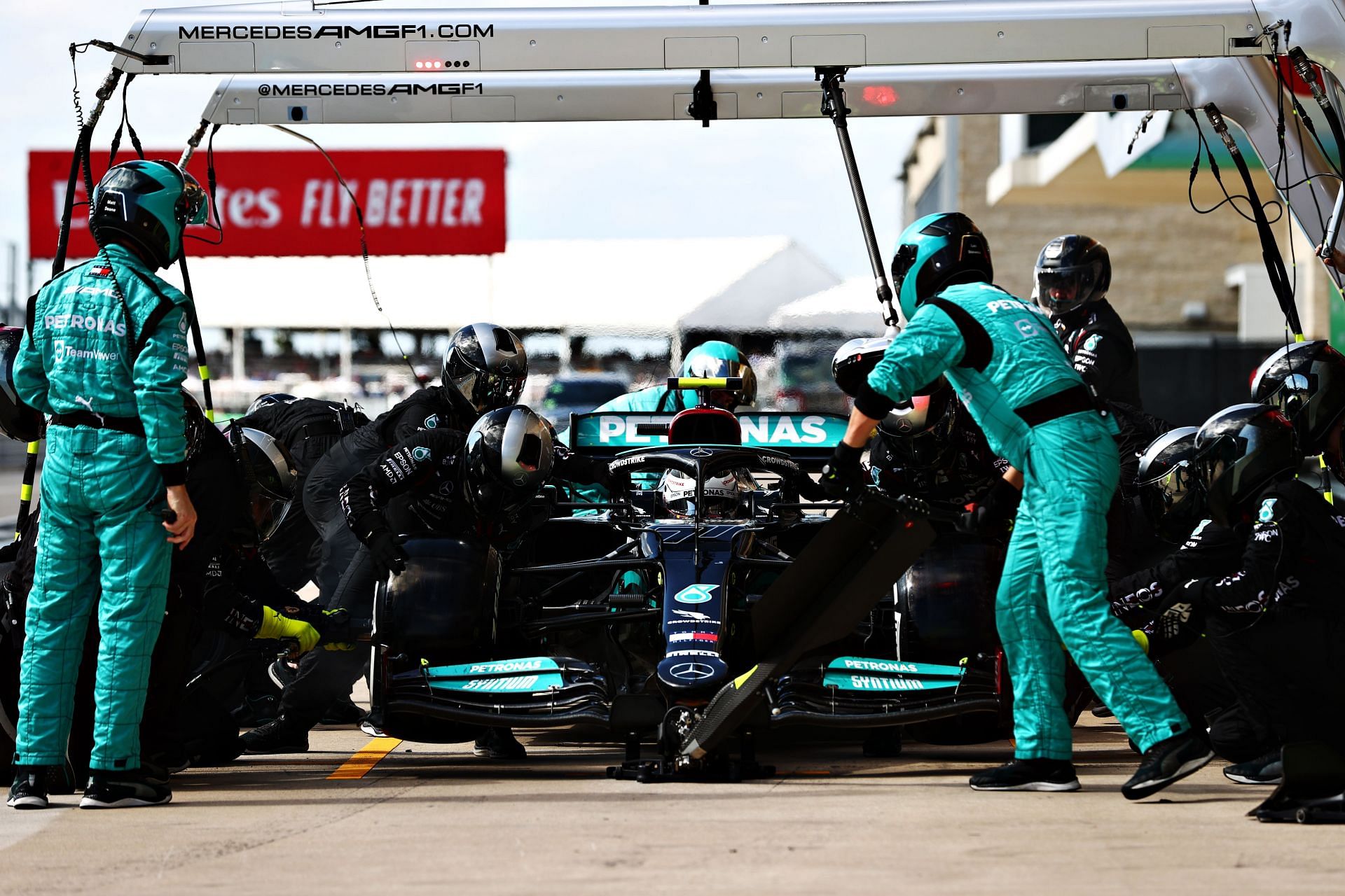 Mercedes driver Valtteri Bottas during the 2021 USGP at Circuit of The Americas in Austin, Texas. (Photo by Mark Thompson/Getty Images)