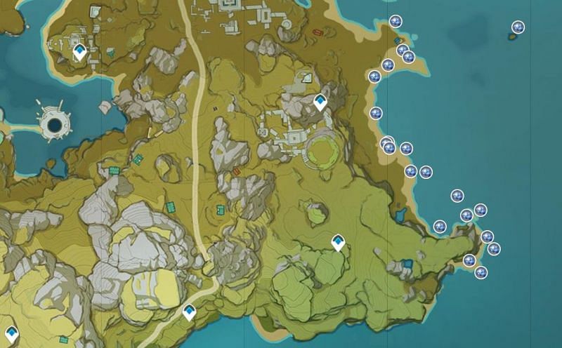All Starconch locations in Guili plains (Image via Genshin Impact Interactive Map)
