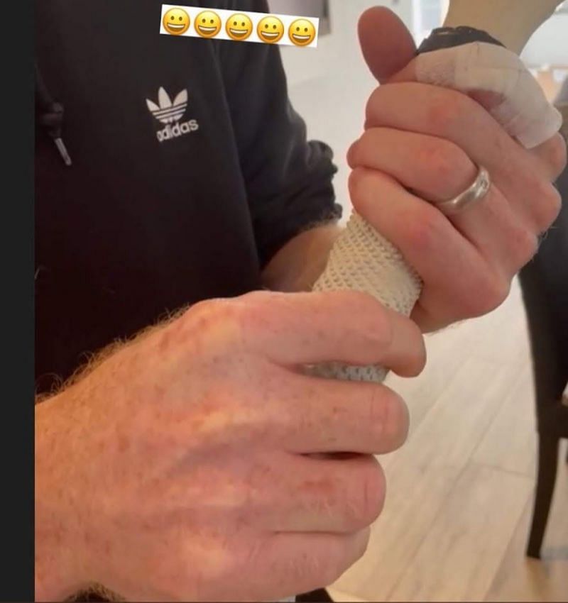 Ben Stokes manages to get a proper hold on his bat for the first time since injury [Image- Screengrab/ Insta].
