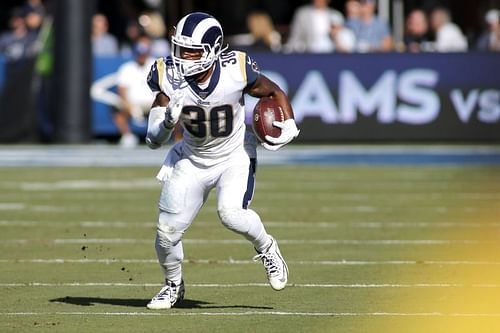 Todd Gurley playing for the Los Angeles Rams