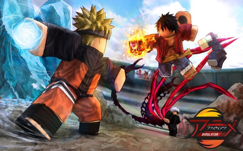 Roblox Anime Fighting Simulator features beloved characters like Luffy and Naruto (Image via Blockzone)