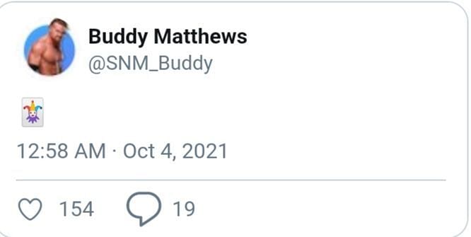 A screengrab of Buddy Murphy's now-deleted tweet