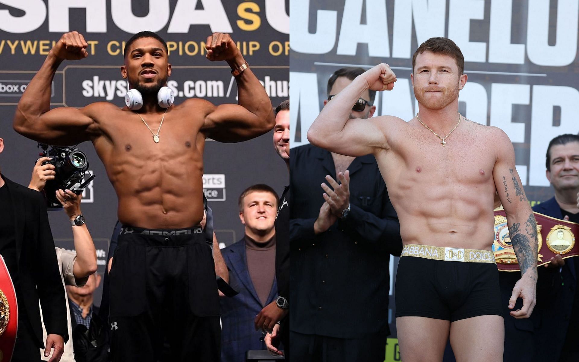 Anthony Joshua and Canelo Alvarez spend some time in the gym together in the USA