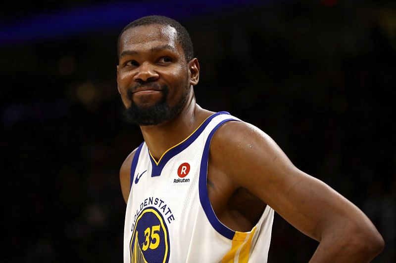 Kevin Durant in the Golden State Warriors&#039; colors