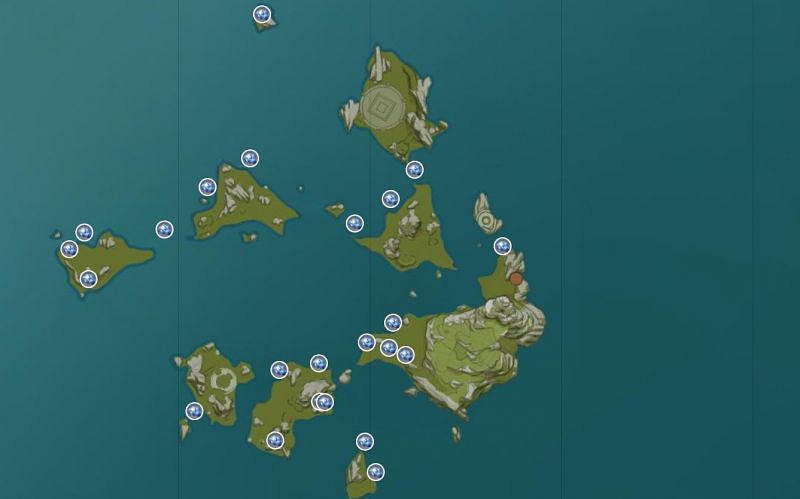 All Starconch locations in Guyun Stone Forest (Image via Genshin Impact Interactive Map)