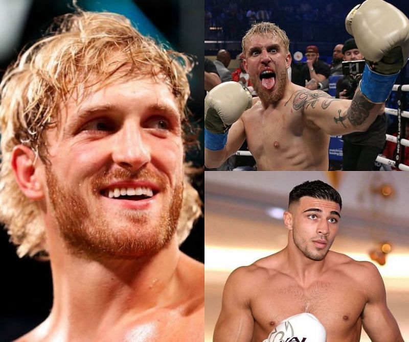 Logan Paul (left), Jake Paul (top), and Tommy Fury (bottom)
