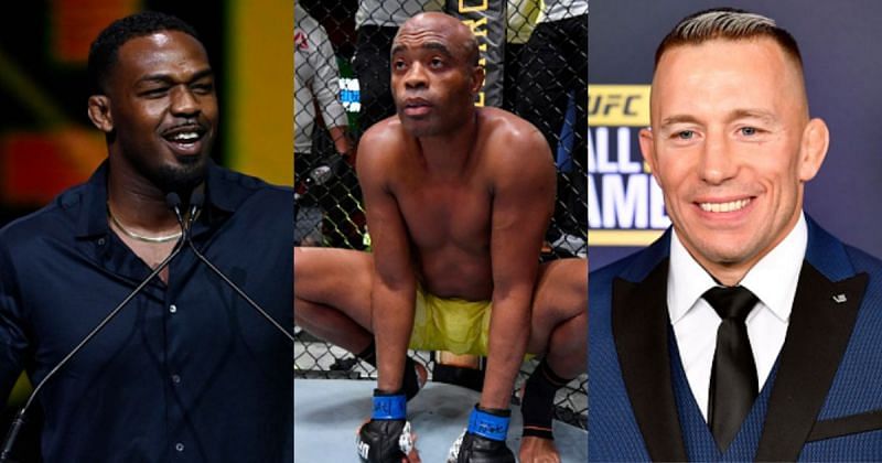 Jon Jones (left); Anderson Silva (center); Georges St-Pierre (right)