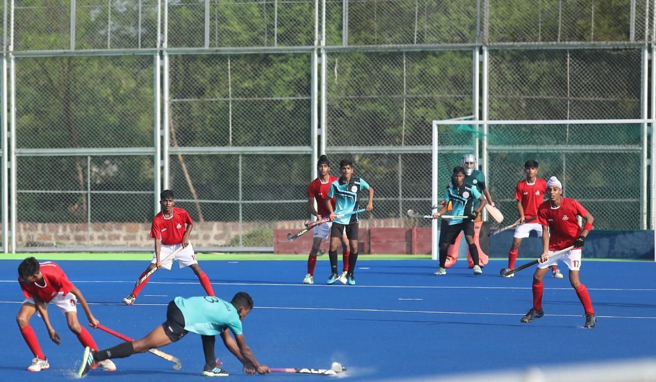 Action during the Sub-Junior Hockey National Championship in Bhopal. (PC: Hockey India)